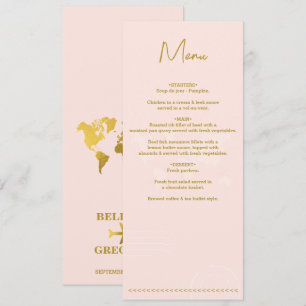 Reisepass Hochzeitswelt Pink Gold Menükarte