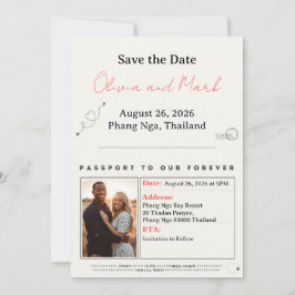 Reisepass Save the Date - Aquamarin & Korallen | t Einladung