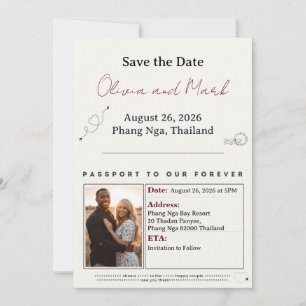 Reisepass Save the Date – Burgund & Champagner Einladung
