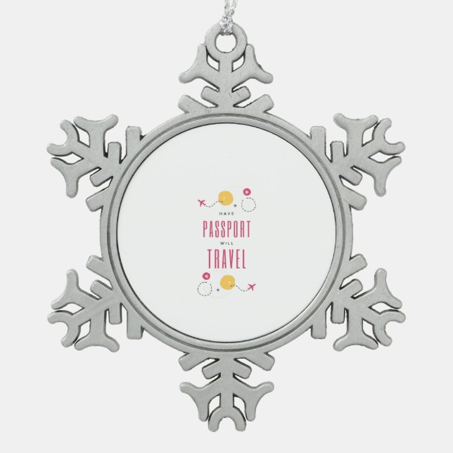 Reisepass Schneeflocken Zinn-Ornament (Vorderseite)