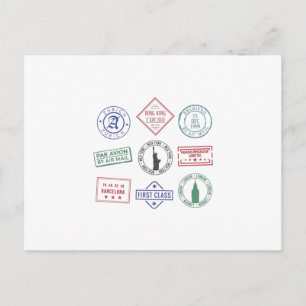 Reisepass-Stempel Postkarte