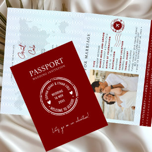 Reisepass Zielhochzeit rote Einladung