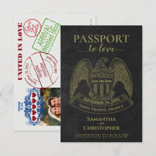 Reisepass zur Liebes-Fun-Destination-Hochzeit Schw Save The Date