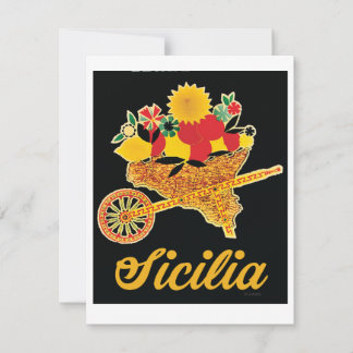 Reiseplakat aus Sizilien als Flachkarte - CART Mitteilungskarte