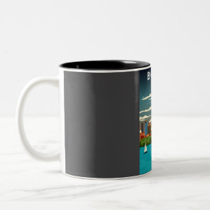 Reiseplakat Boston bei Nacht Stadt-Silhouette Zweifarbige Tasse