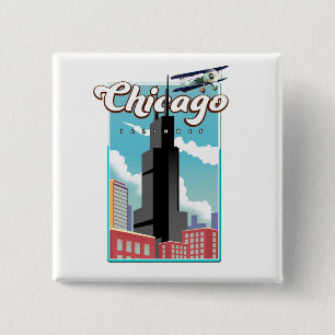 Reiseplakat Chicago Illinois USA Button