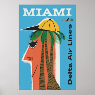 Reiseplakat Delta Air Miami Florida Vintage Poster