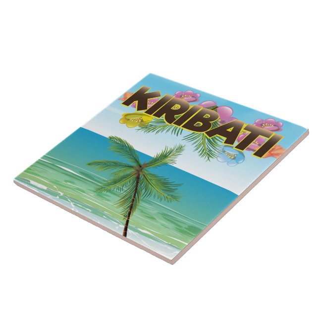 Reiseplakat der Insel Kiribati Fliese (Seite)