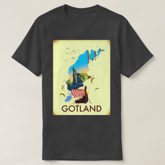 Reiseplakat der schwedischen Insel Gotland T-Shirt (Design vorne)