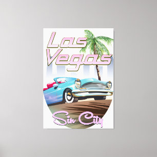 Reiseplakat der Sin City Las Vegas 1980er Leinwanddruck