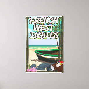 Reiseplakat des französischen Westindischen Strand Leinwanddruck