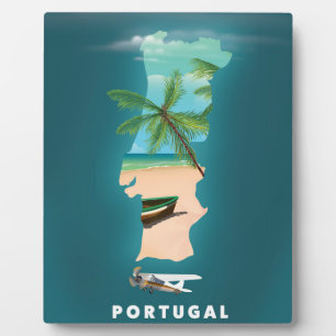 Reiseplakat-Druck Portugal Karte. Fotoplatte