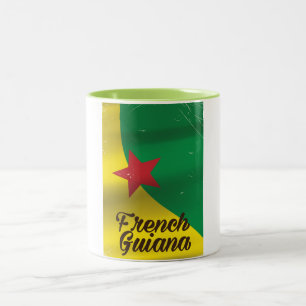 Reiseplakat Flagge von Französisch-Guayana Zweifarbige Tasse