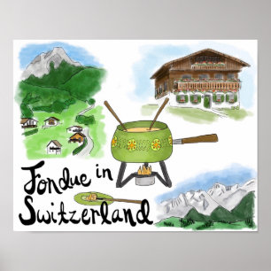 Reiseplakat: Fondue in der Schweiz Poster