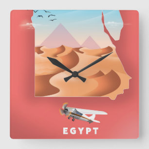 Reiseplakat für Ägypten Quadratische Wanduhr
