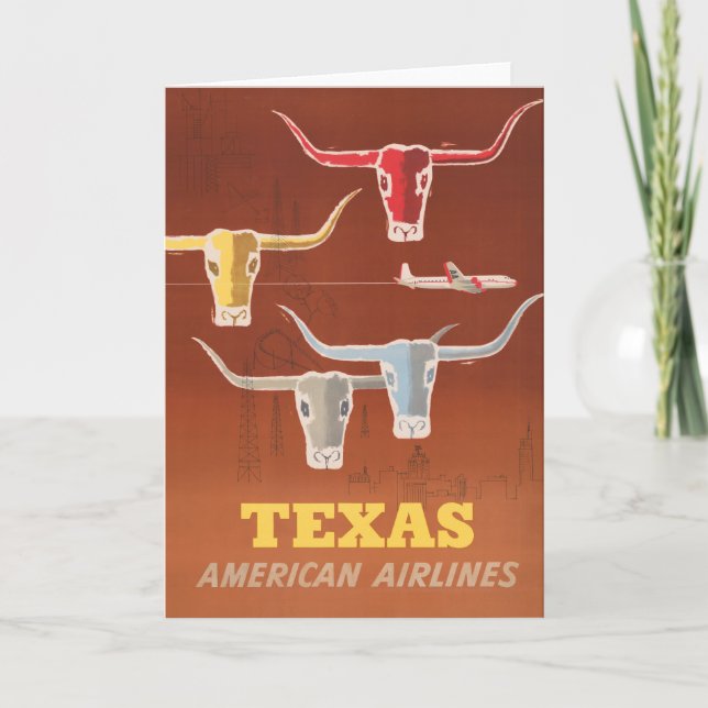 Reiseplakat für American Airlines nach Texas Karte (Vorderseite)