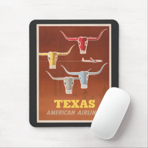 Reiseplakat für American Airlines nach Texas Mousepad