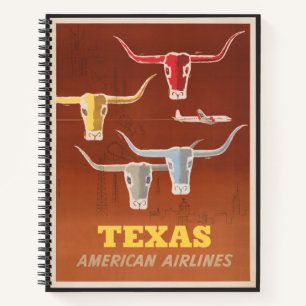 Reiseplakat für American Airlines nach Texas Notizbuch