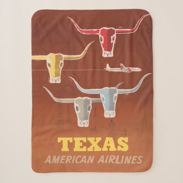 Reiseplakat für American Airlines nach Texas Sherpadecke (Vorderseite)