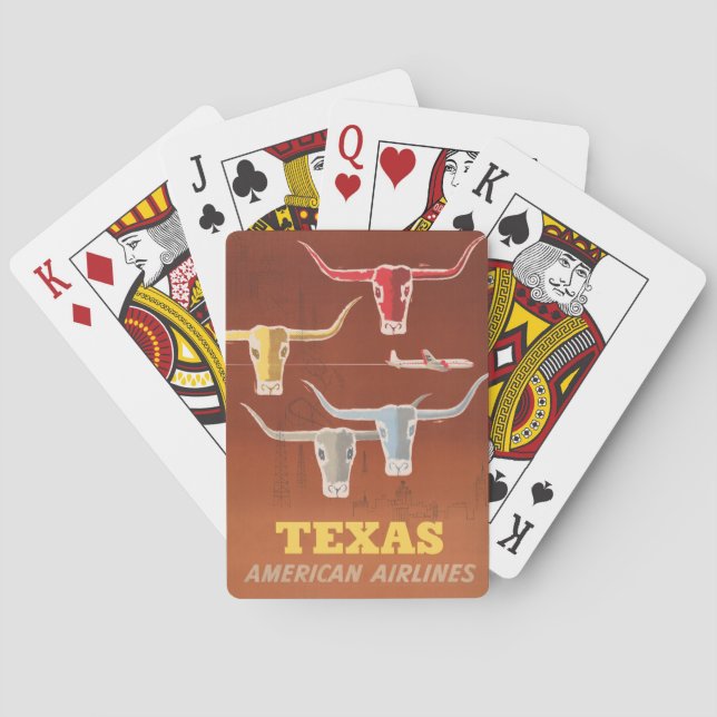Reiseplakat für American Airlines nach Texas Spielkarten (Rückseite)