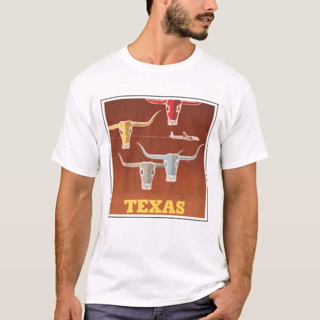 Reiseplakat für American Airlines nach Texas T-Shirt (Vorderseite)