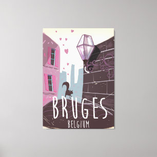 Reiseplakat für belgische Cartoon Brügge Leinwanddruck