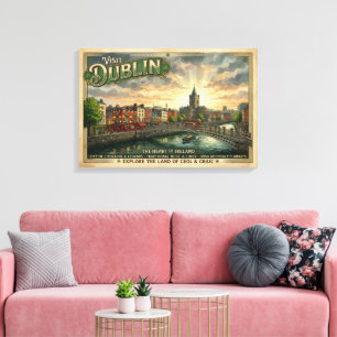 Reiseplakat für das alte Dublin Leinwanddruck