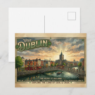 Reiseplakat für das alte Dublin Postkarte