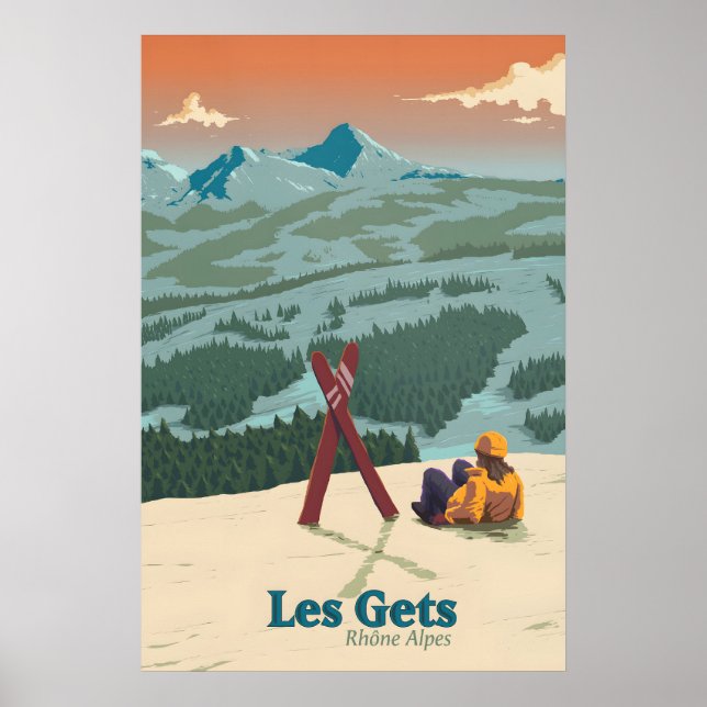 Reiseplakat für das Skigebiet Les Gets Poster (Vorne)