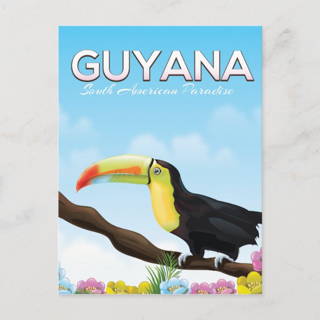 Reiseplakat für das südamerikanische Paradies Guya Postkarte (Vorderseite)