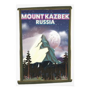 Reiseplakat für den Mount Kazbek in Russland. Fotodruck
