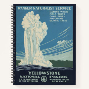 Reiseplakat für den Yellowstone Nationalpark Notizbuch