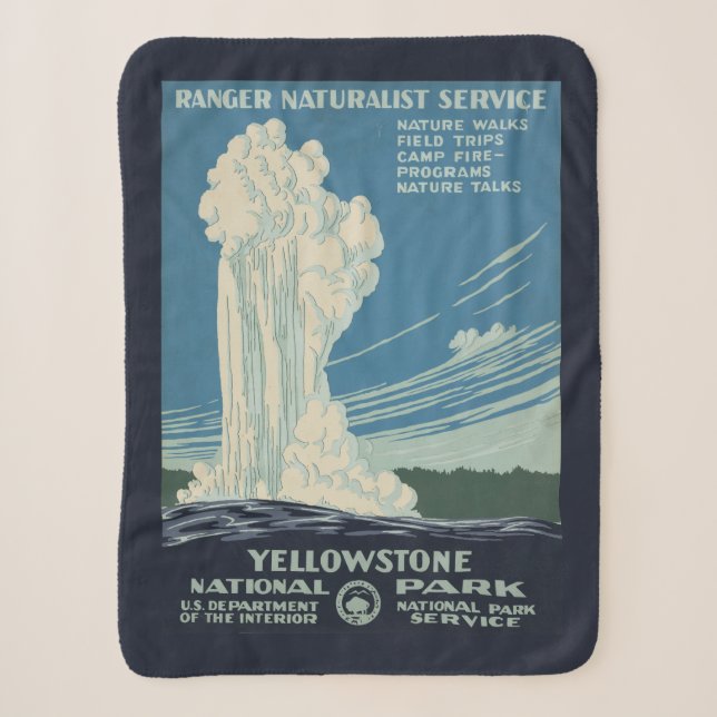 Reiseplakat für den Yellowstone Nationalpark Sherpadecke (Vorderseite)