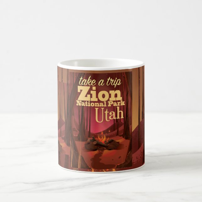 Reiseplakat für den Zion National Park Kaffeetasse (Mittel)