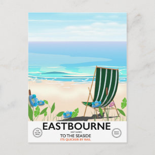 Reiseplakat für Eastbourne Beach East Sussex Postkarte