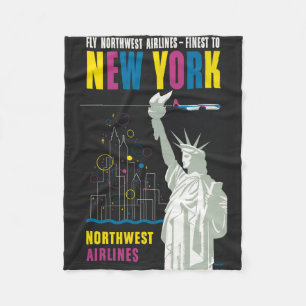 Reiseplakat für Flüge mit Northwest Airlines Fleecedecke