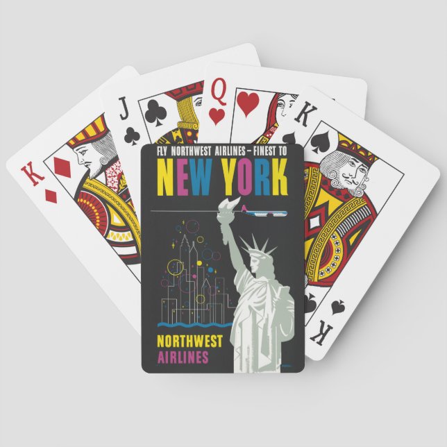 Reiseplakat für Flüge mit Northwest Airlines Spielkarten (Rückseite)