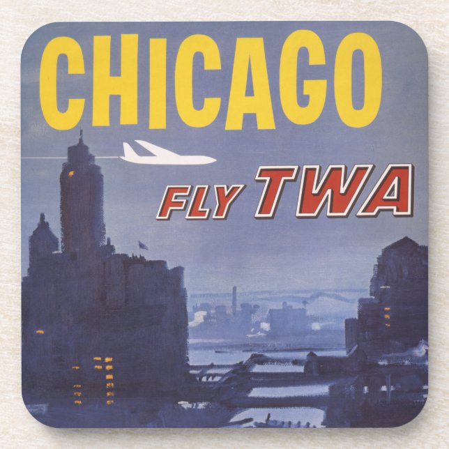 Reiseplakat für Flüge von Trans World Airlines Getränkeuntersetzer (Vorderseite)