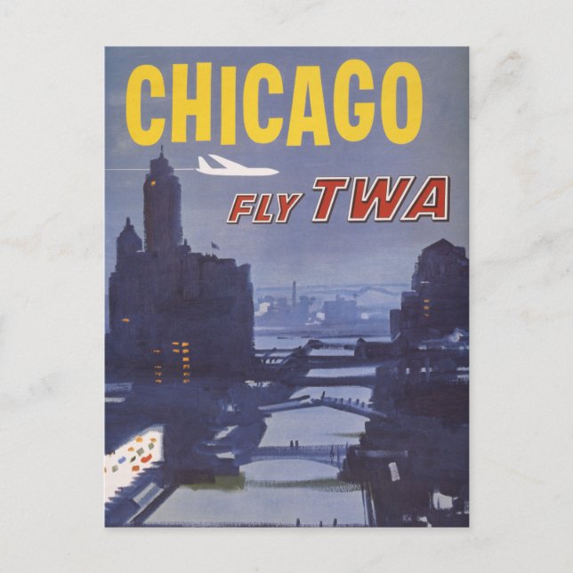 Reiseplakat für Flüge von Trans World Airlines Postkarte (Vorderseite)