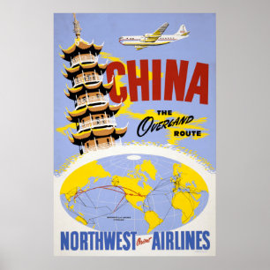 Reiseplakat für Fluggesellschaften aus Nordwesteur Poster