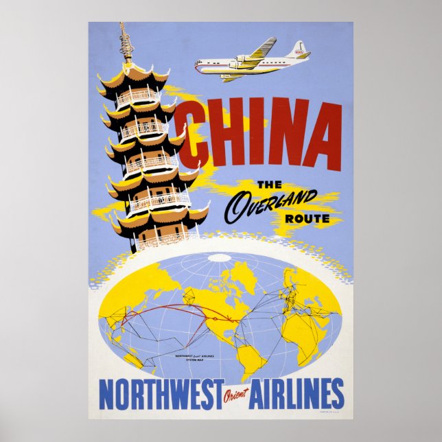 Reiseplakat für Fluggesellschaften aus Nordwesteur Poster (Vorne)