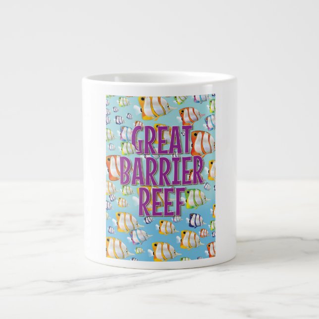 Reiseplakat für Great Barrier Reef Cartoon Jumbo-Tasse (Vorderseite)
