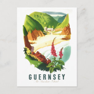 Reiseplakat für Guernsey im Vintage-Stil Postkarte