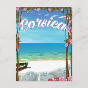 Reiseplakat für Korsika Beach Postkarte
