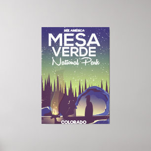 Reiseplakat für Mesa Verde Nationalpark-Camping Leinwanddruck