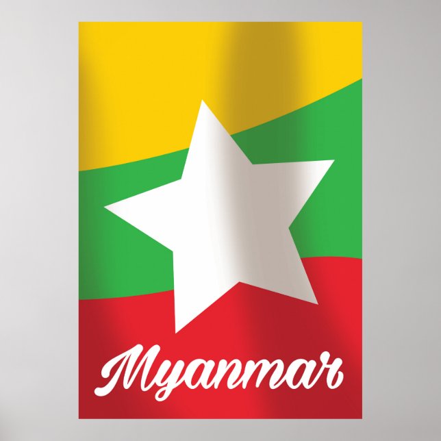 Reiseplakat für Myanmar Flag Poster (Vorne)