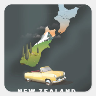 Reiseplakat für Neuseeland Quadratischer Aufkleber