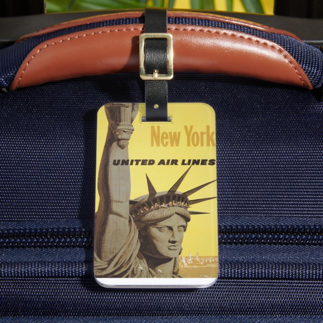 Reiseplakat für New York, United Air Lines Gepäckanhänger (Vorderseite Insitu 2)