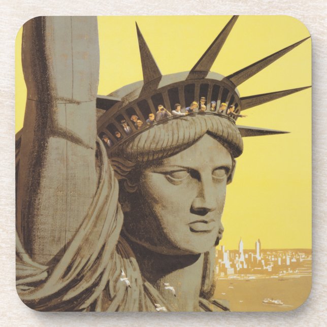 Reiseplakat für New York, United Air Lines Getränkeuntersetzer (Vorderseite)