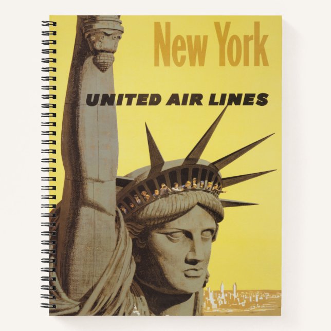 Reiseplakat für New York, United Air Lines Notizbuch (Vorderseite)